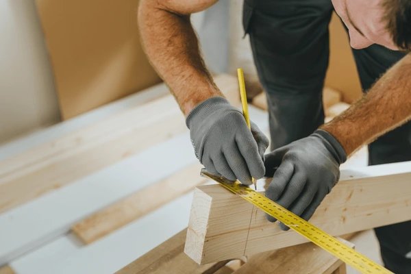 Carpenter measuring and framing