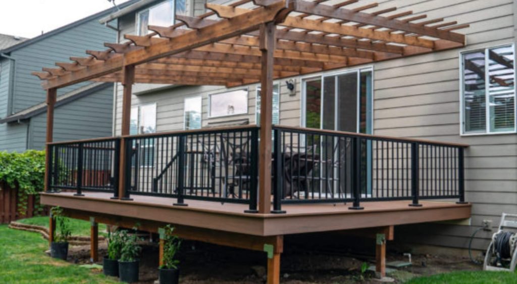 Custom outdoor deck with pergola